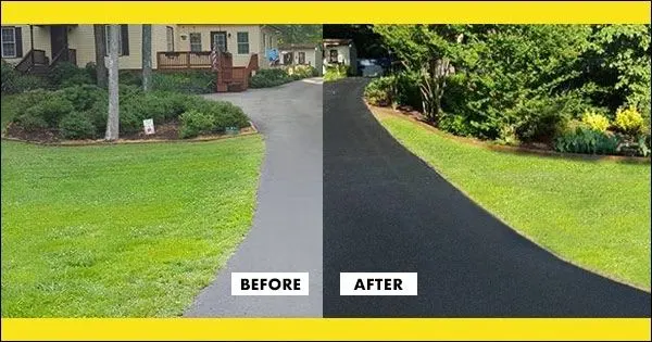 Driveway sealing before and after